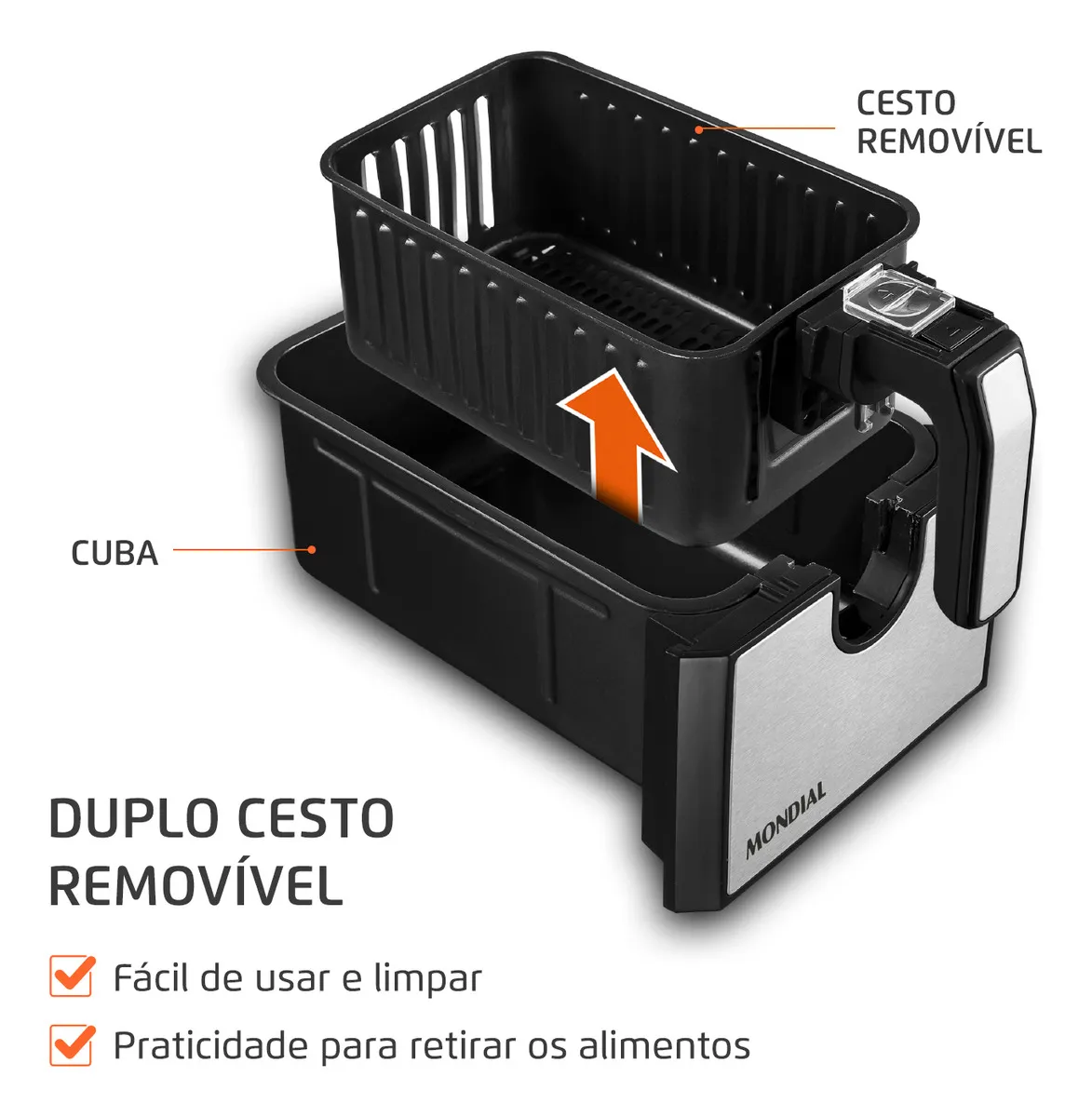 Fritadeira Air Fryer Dual Duplo Cesto 8L Mondial