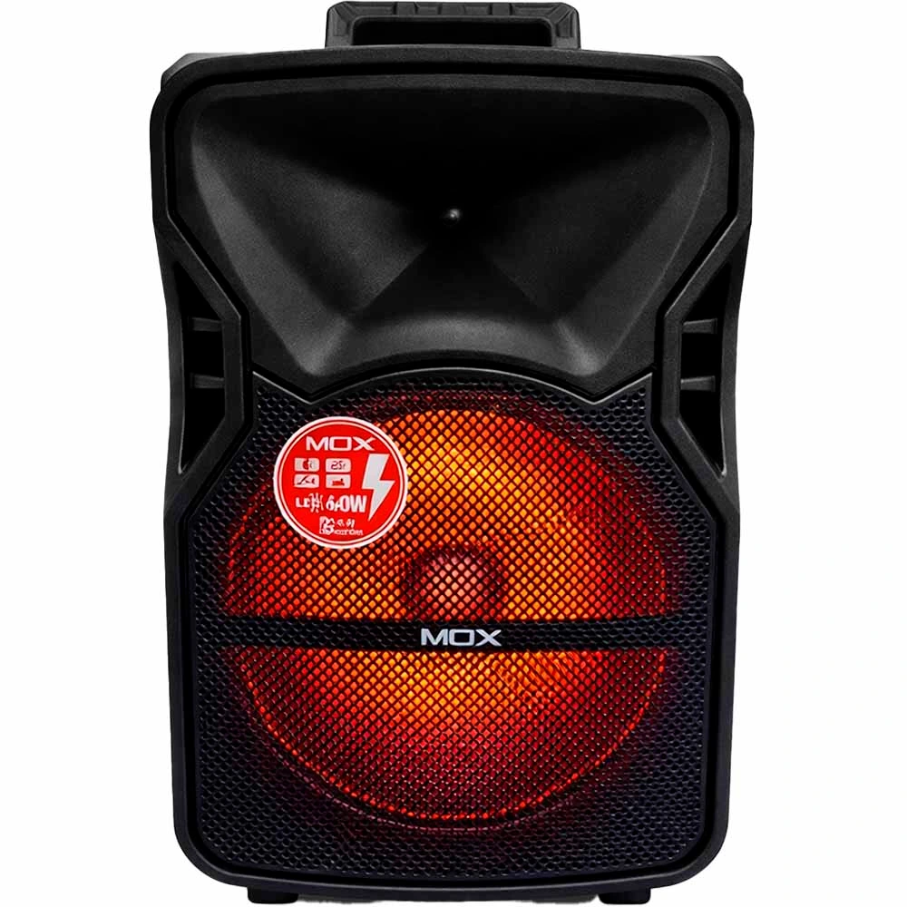 Caixa de Som Mox MO-S1210 - 40W - Bluetooth/USB/AUX - Microfone/Controle - 12'' - Preto
