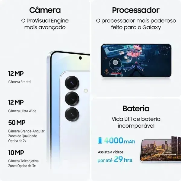Samsung Galaxy S25 5G, 256GB, 12GB, Câmera Tripla