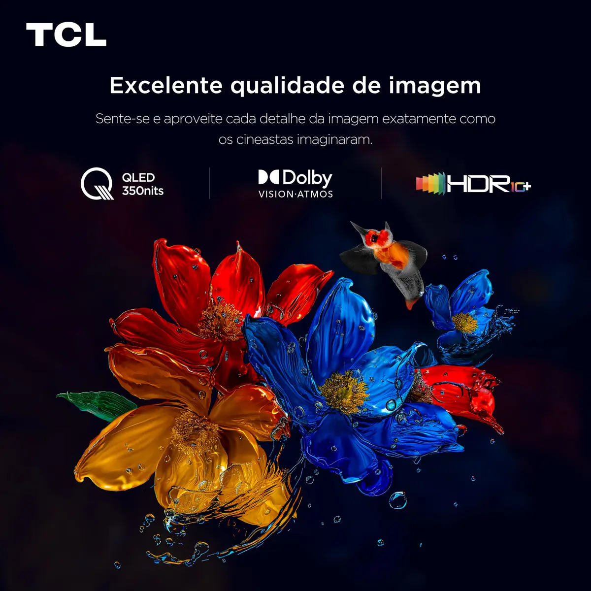 Smart TV TCL 55 Polegadas QLED 4K P7K WiFi Bluetooth Google TV HDR10+ Dolby Atmos Dolby Vision 55P7K