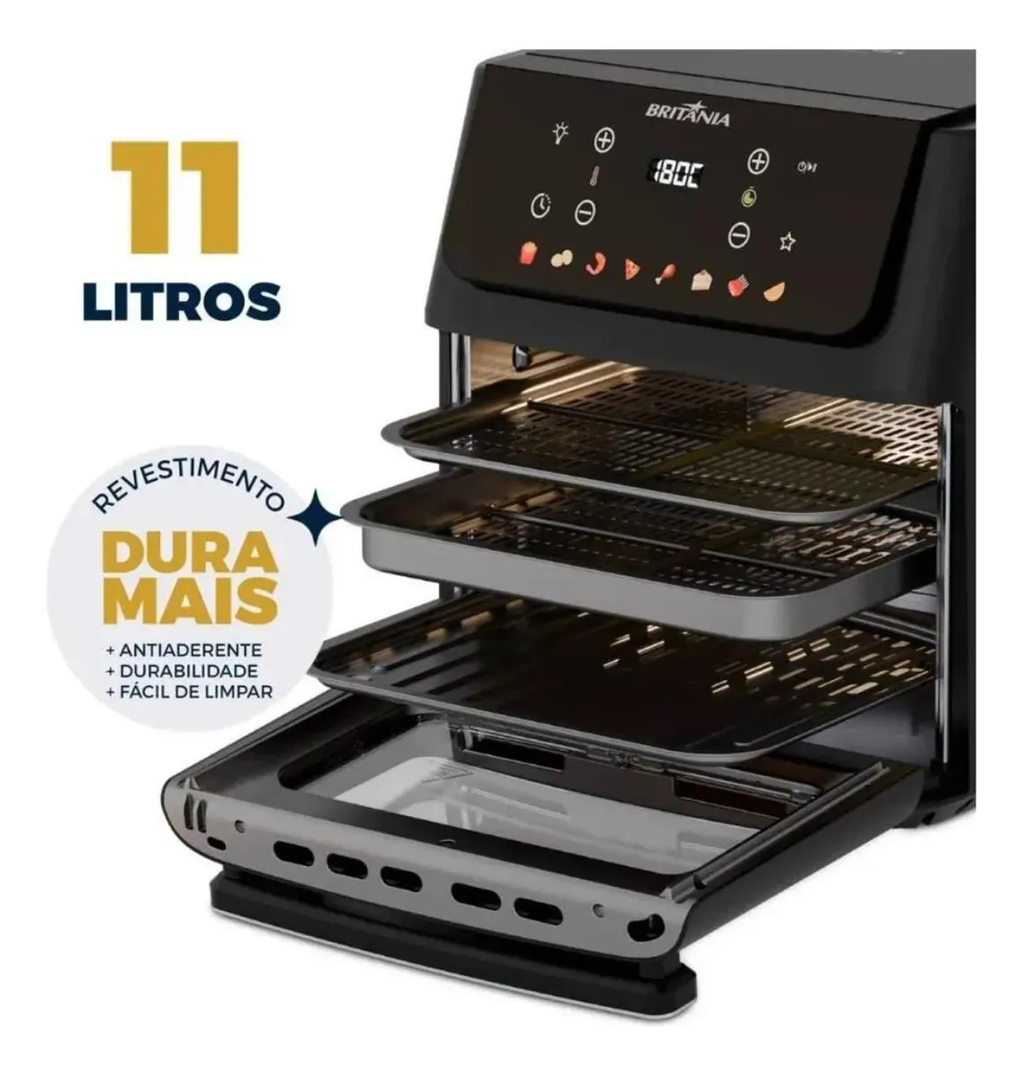 Fritadeira Air Fryer Oven Britânia 11 Litros 8 Funções 1800W BAF11A