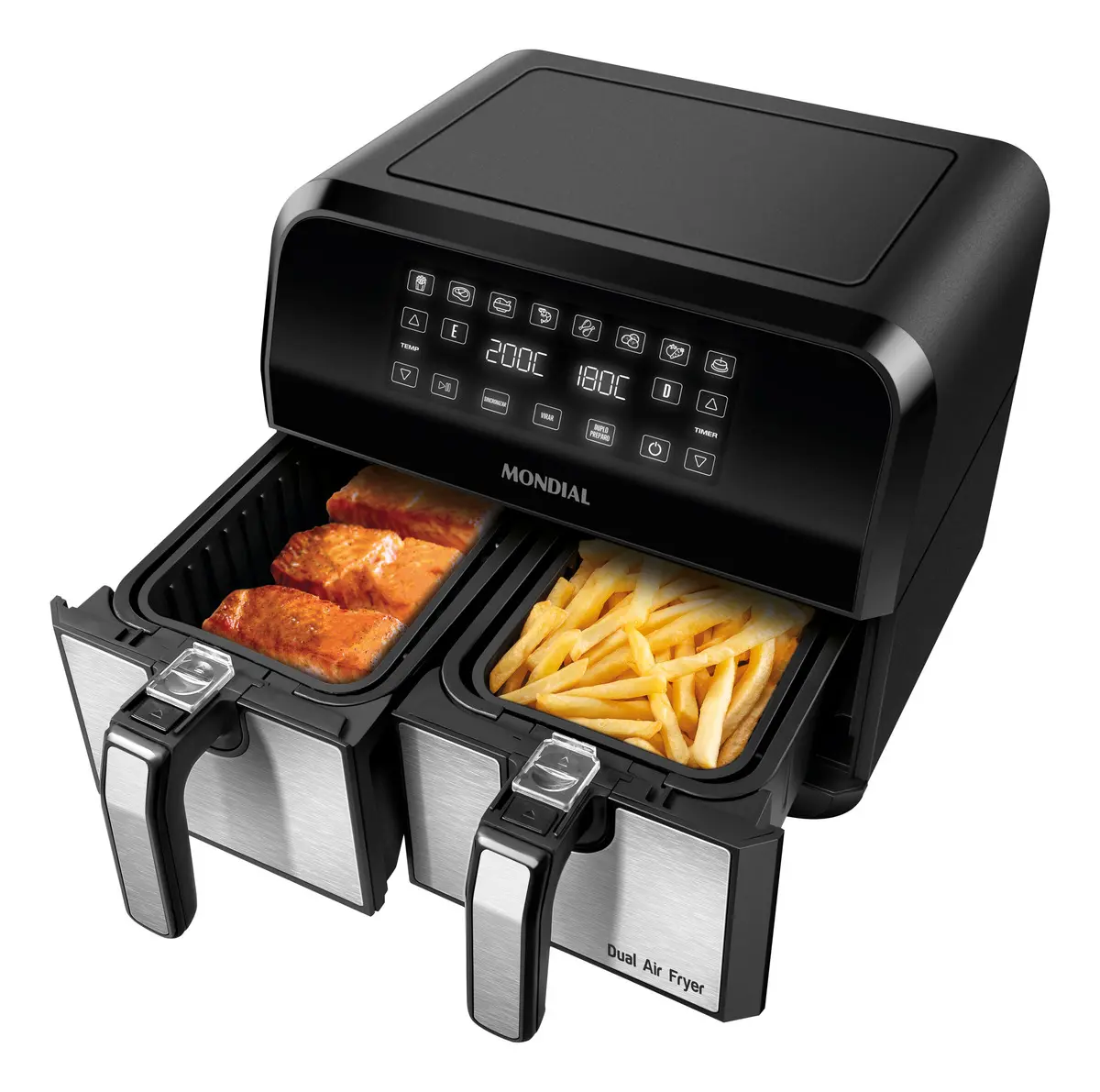 Fritadeira Air Fryer Dual Duplo Cesto 8L Mondial