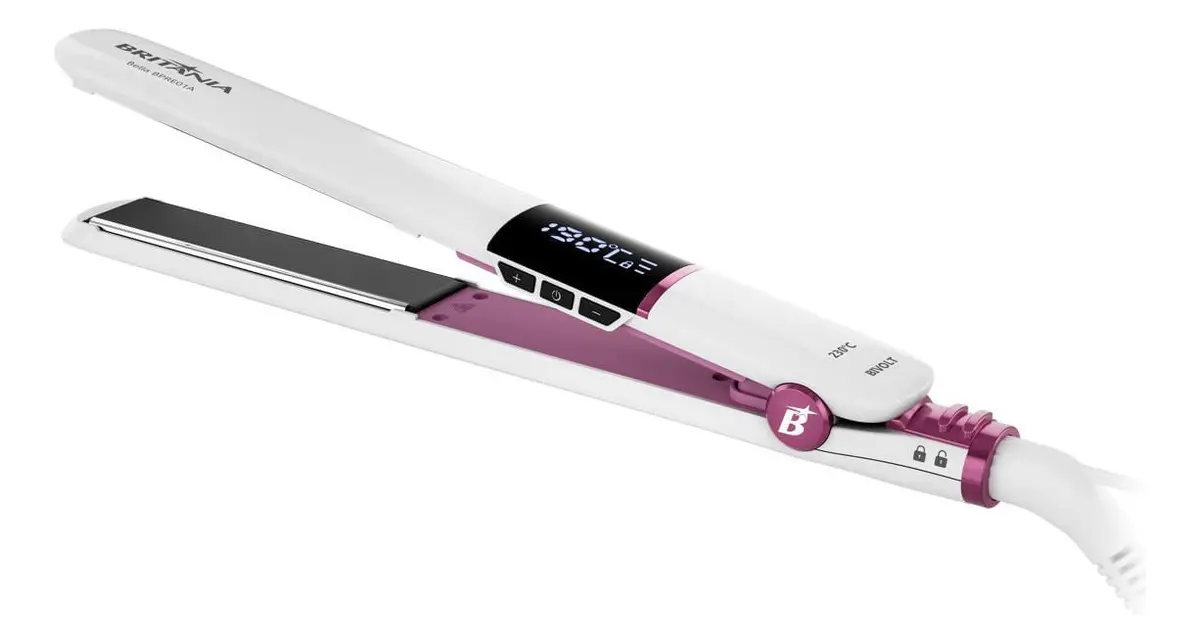 Prancha para Cabelo Britânia Bella BPRE01A - 230°C - Titânio - Bivolt - Branco