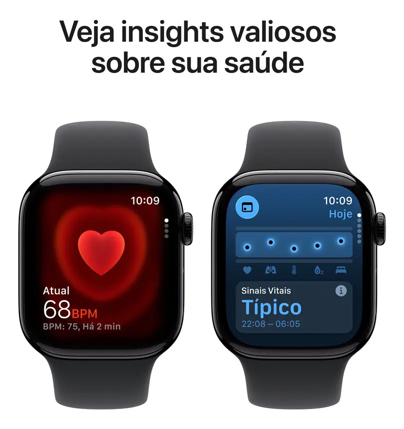 Apple Watch Series 11 GPS - Caixa preta brilhante de alumínio – 42 mm - Pulseira esportiva preta