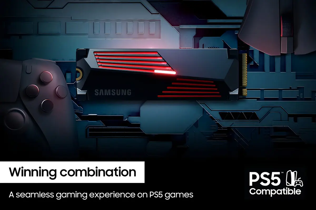Ssd Samsung 990 Pro M.2 2280 Nvme 1tb Pcie Gen 4.0 X4 Nvme 2.0 Compatível Com Ps5 Cor Preto