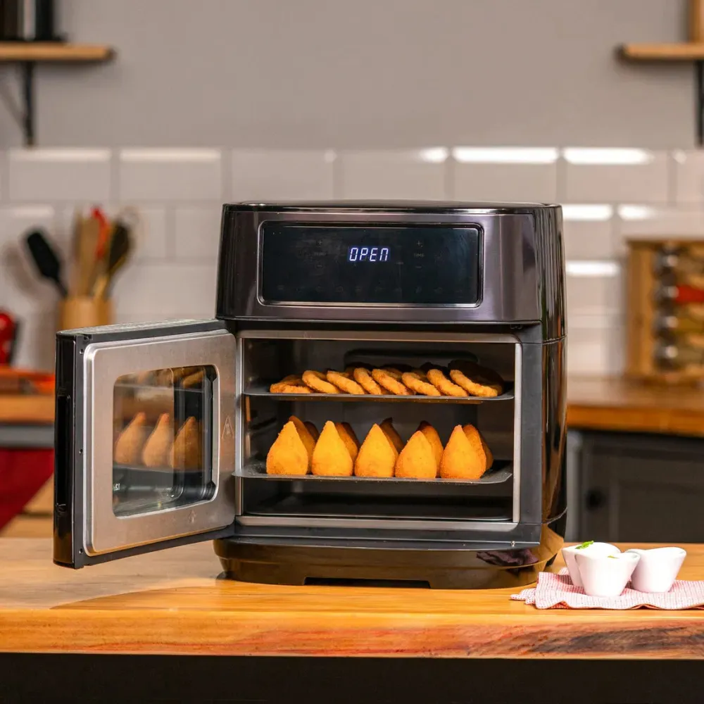 Fritadeira Elétrica Air Fryer Oven Black INOX WAP WAOD2 12 Litros 4 em 1 Porta com Abertura Lateral e Removível 1800W