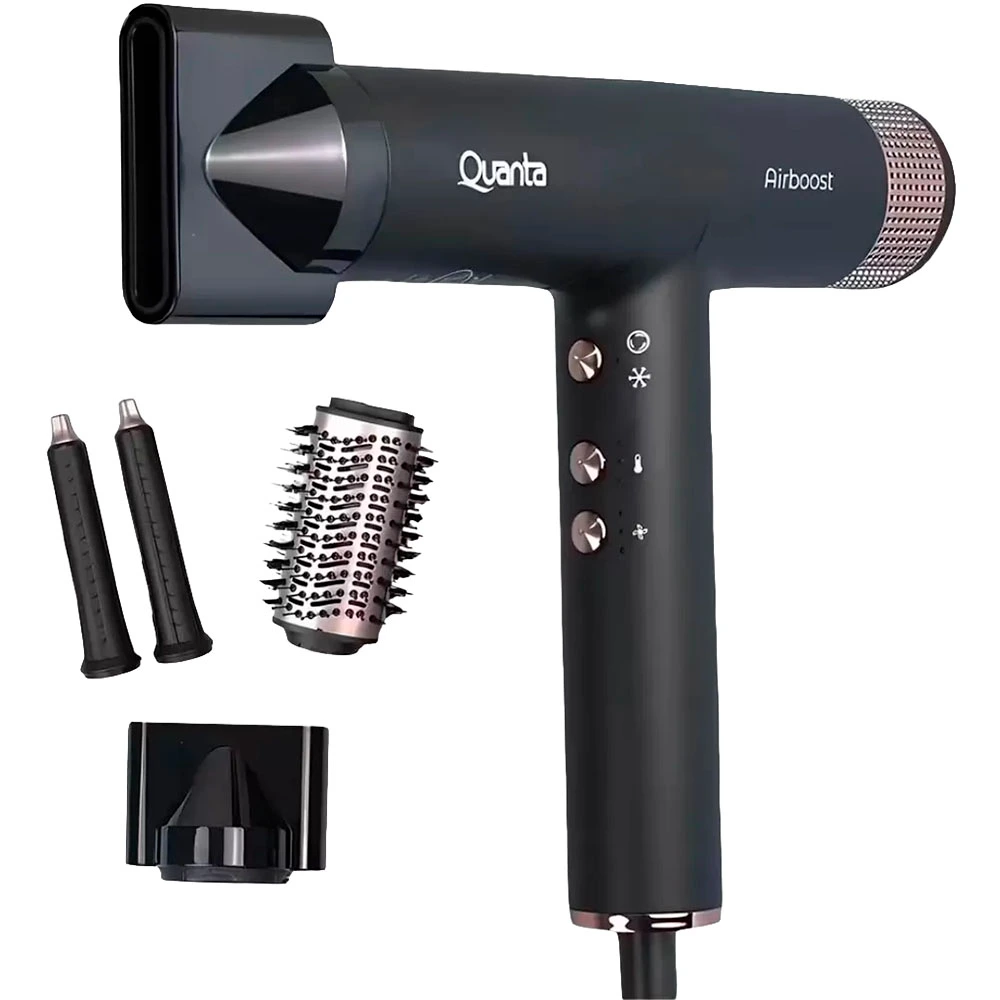 Secador de Cabelo Quanta BLDC AirBoost QTSCB1700 - 1700W - 3 Em 1 - Preto