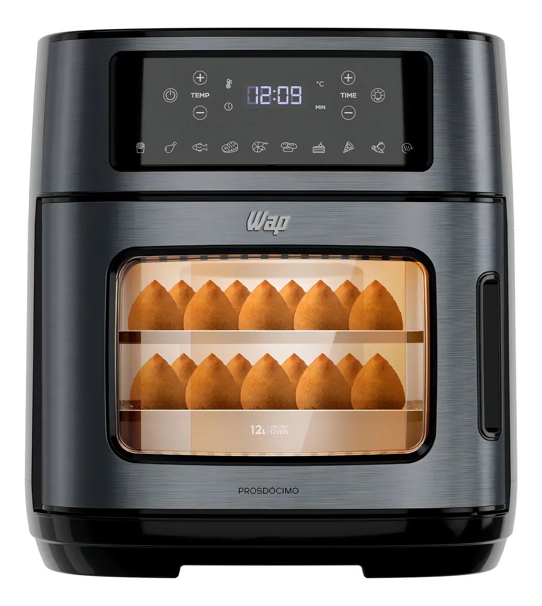 Fritadeira Elétrica Air Fryer Oven Black INOX WAP WAOD2 12 Litros 4 em 1 Porta com Abertura Lateral e Removível 1800W