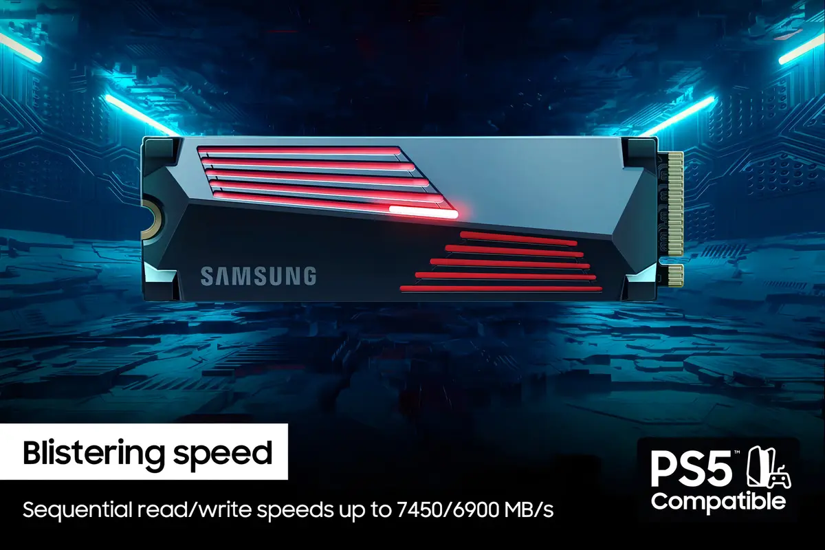 Ssd Samsung 990 Pro M.2 2280 Nvme 1tb Pcie Gen 4.0 X4 Nvme 2.0 Compatível Com Ps5 Cor Preto