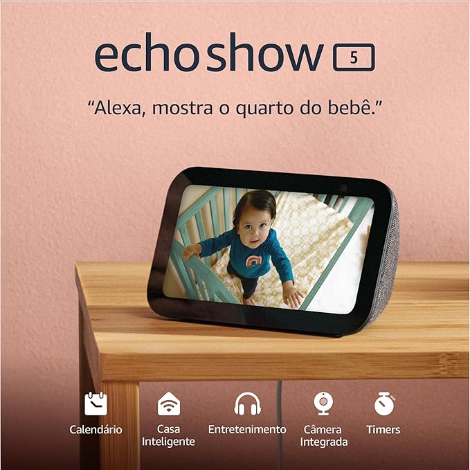 Echo Show 5 (Geração mais recente) | Smart display com Alexa, graves 2x mais potentes e som mais nítido |