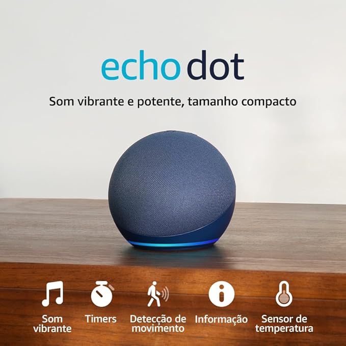 Echo Dot (Geração mais recente) | Smart speaker com Alexa, som vibrante e potente, Wi-Fi e Bluetooth |
