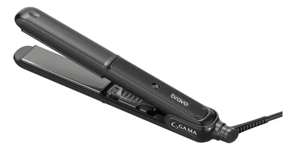 Prancha para Cabelo GAMA HS Bravo LED PTC Black Silk BVT - 250°C - Bivolt - Preto